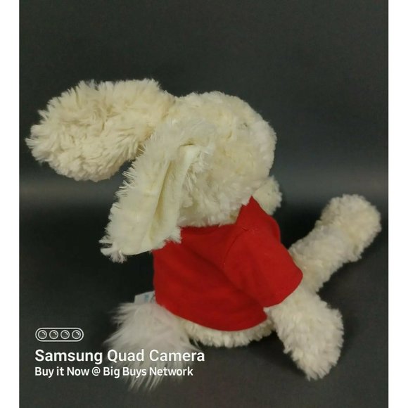 JellyCat 16" Slackajack Cream Fur Bunny Rabbit Plush & Red "Up Late @ STATE" Tee - Picture 8 of 12
